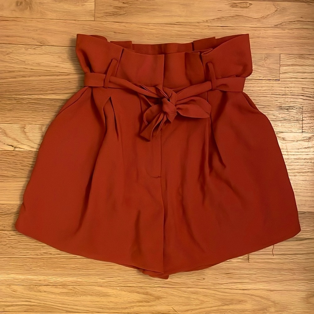 Free Press burnt orange paper boy shorts with two pockets on the side size M
